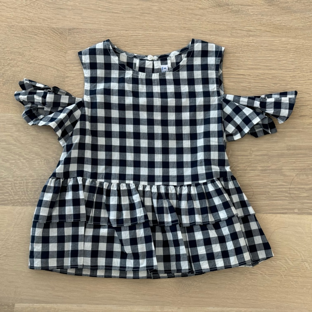 NWOT MAYORAL Cold Shoulder Gingham Top - Size 6 years